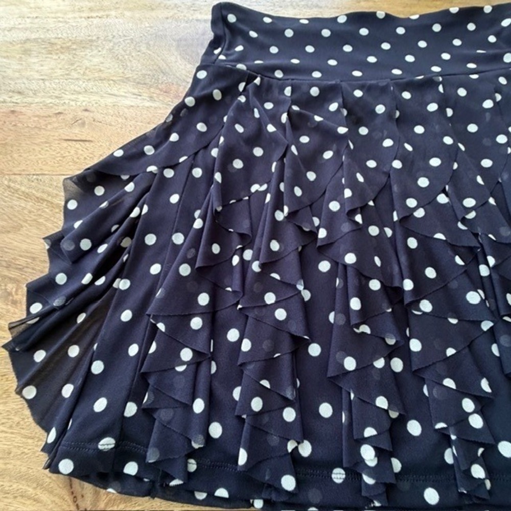 Vtg. Y2K Parisian Coquette Navy Polka Dot 2Pc Set Tank & Tiered Mini Skirt S/M - Picture 10 of 14